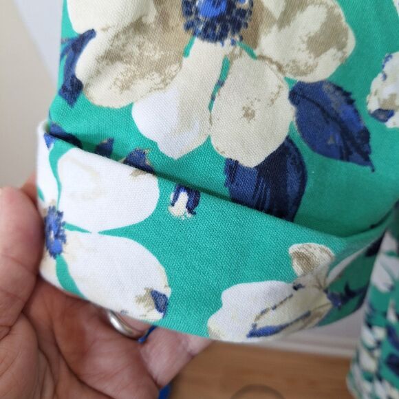 Karen Scott Sport Womens‎ Knit Shift Dress 2X Green Floral Short Sleeve Pullover - Picture 4 of 6